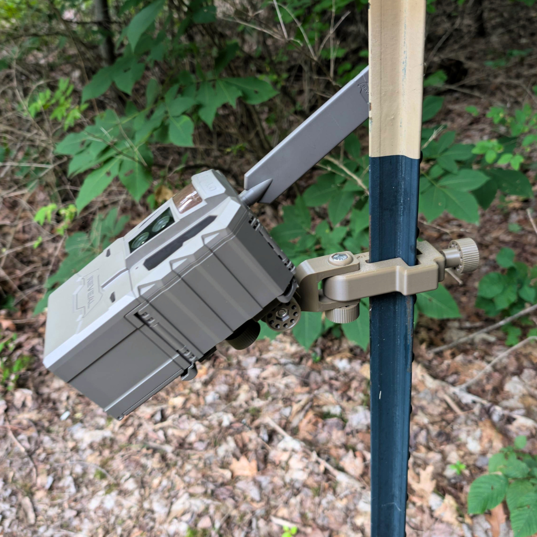 The ADK Edge APEX 360° Rotating T-Post Trail Camera Mount for Tactacam REVEAL 4.0