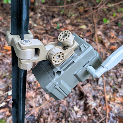 The ADK Edge APEX 360° Rotating T-Post Trail Camera Mount for SPYPOINT FLEX-M2