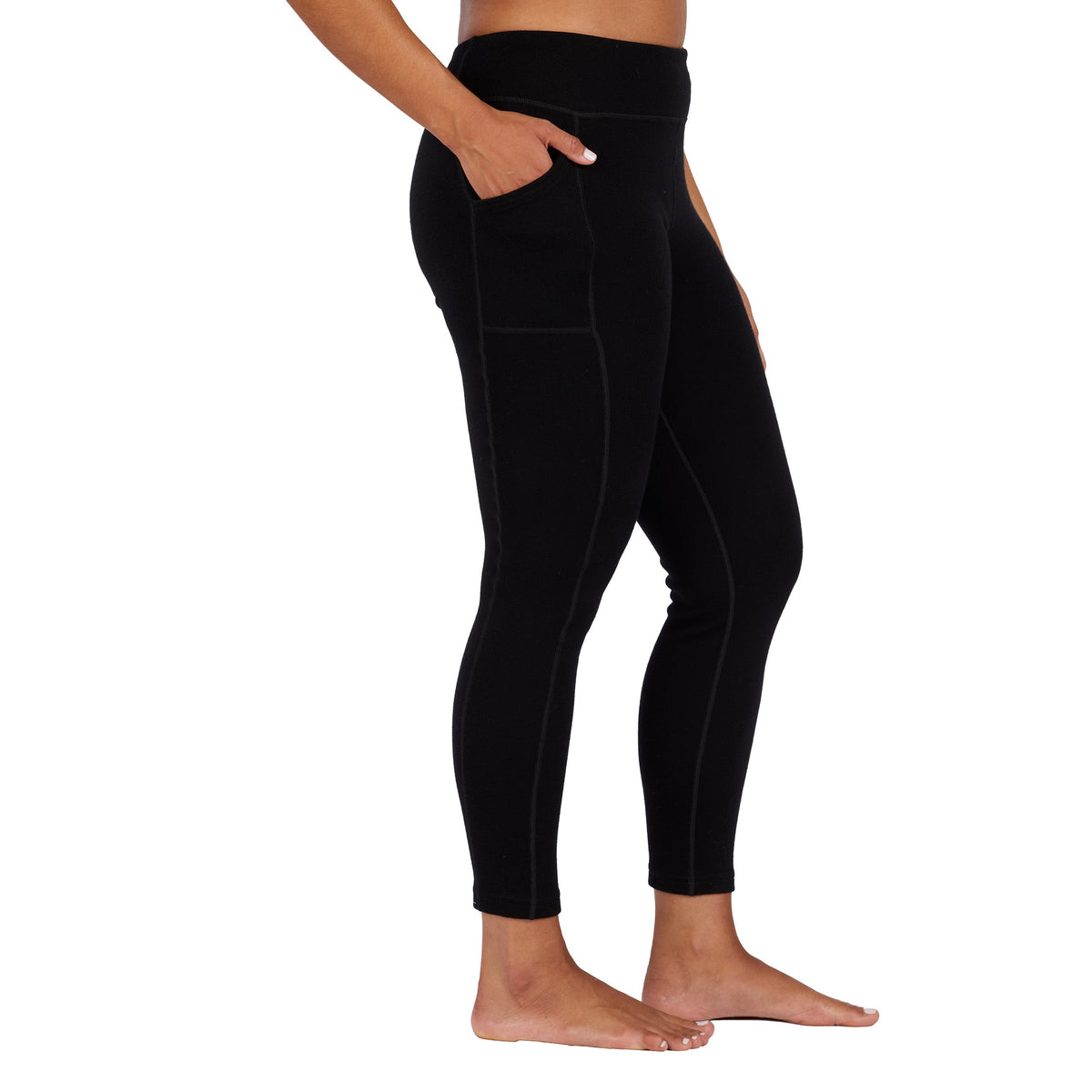 Women's Heavyweight Wool Leggings With Pockets Thermal Base Layer Bottom - 100% Merino Wool
