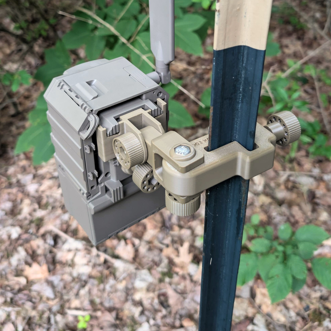 The ADK Edge APEX 360° Rotating T-Post Trail Camera Mount for Tactacam REVEAL 4.0