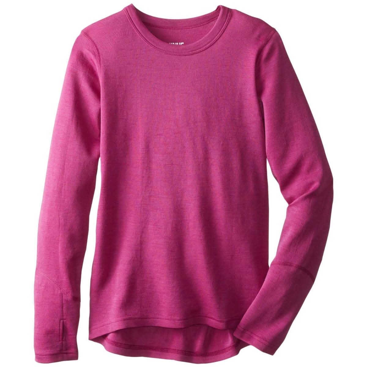 Midweight Kid's Wool Top Base Layer Crew - 100% Merino Wool