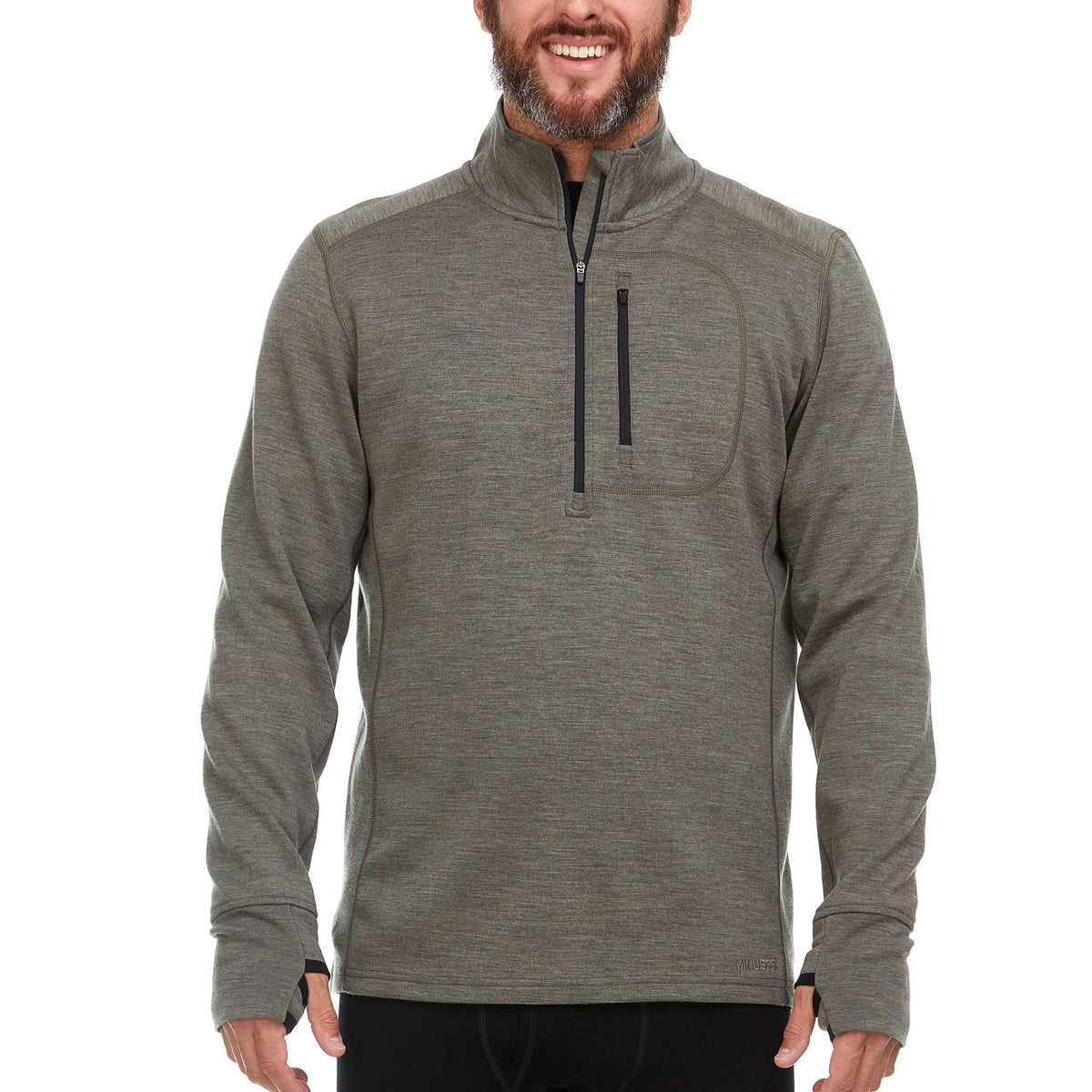 Wilderness Heavyweight Men's Wool 1/4 Zip - 100% Merino Wool