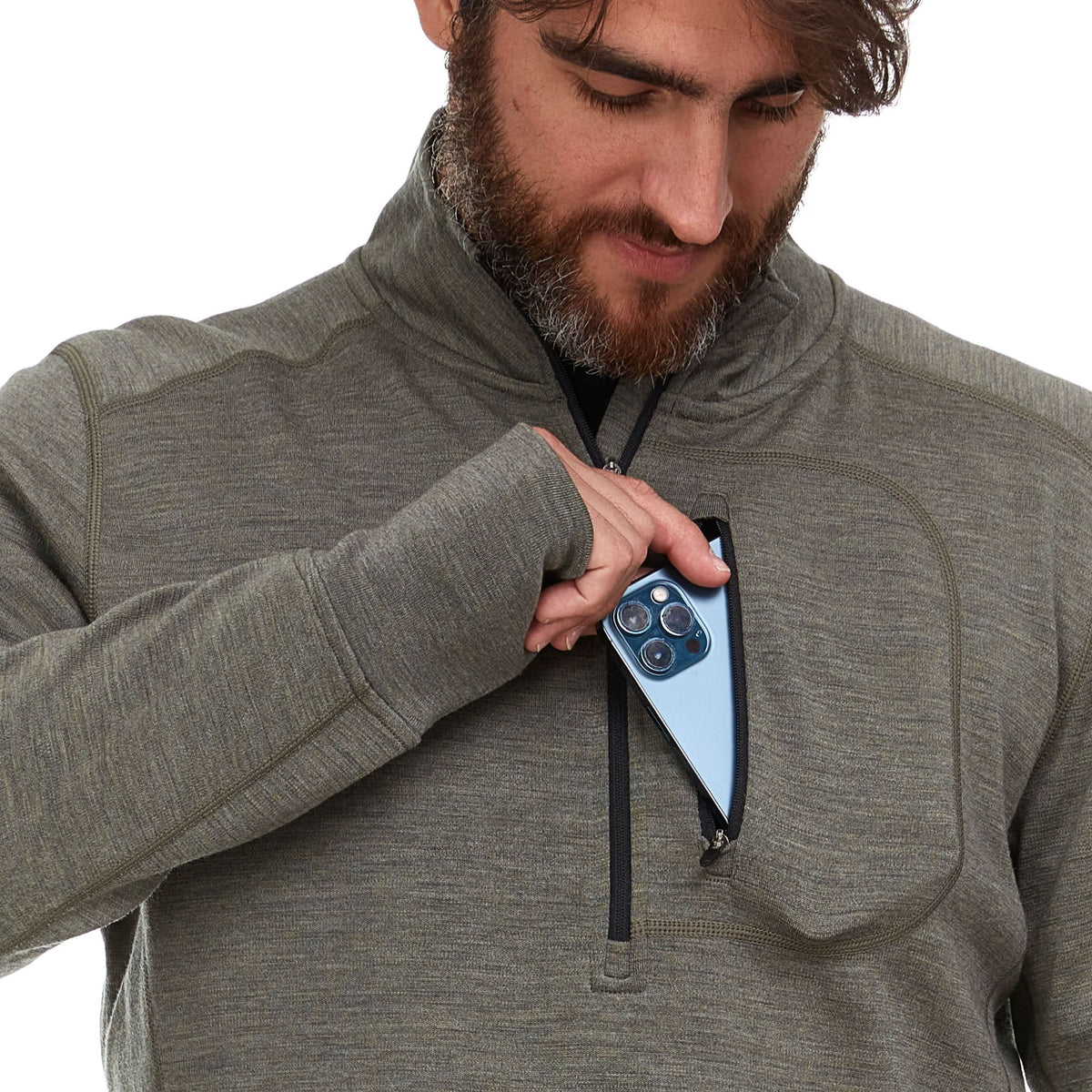 Wilderness Heavyweight Men's Wool 1/4 Zip - 100% Merino Wool